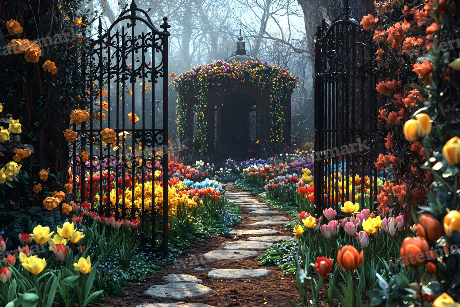 Wrought Iron Secret Garden Backdrop Images