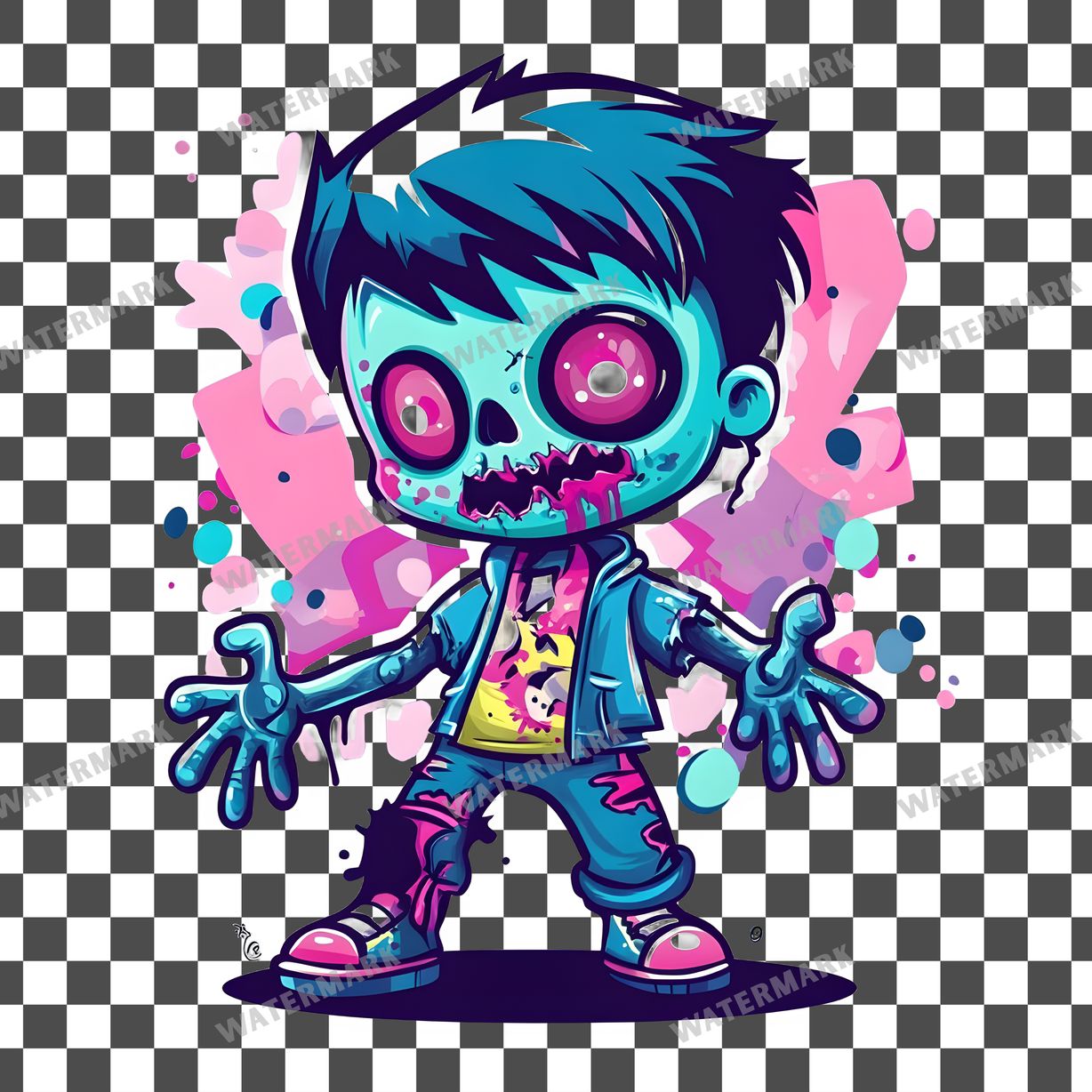 Zombie Kawaii Style Clipart Pngs