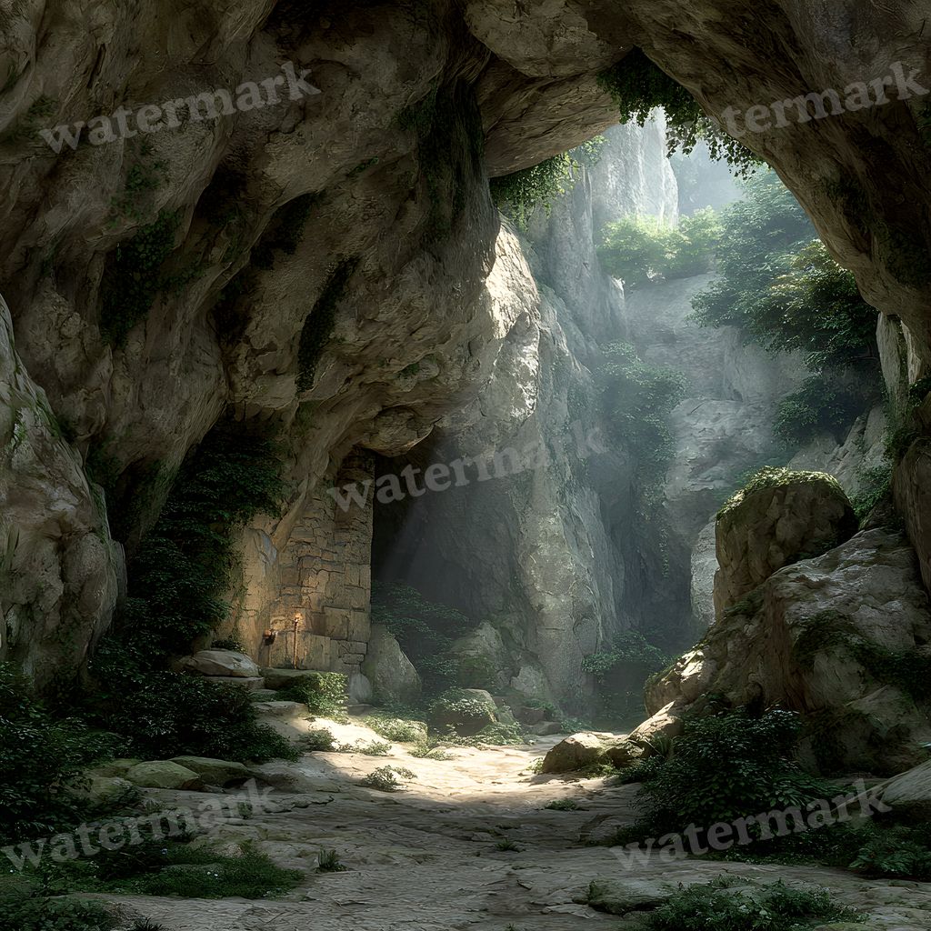 Ancient Stone Platform Cave Backdrop Images