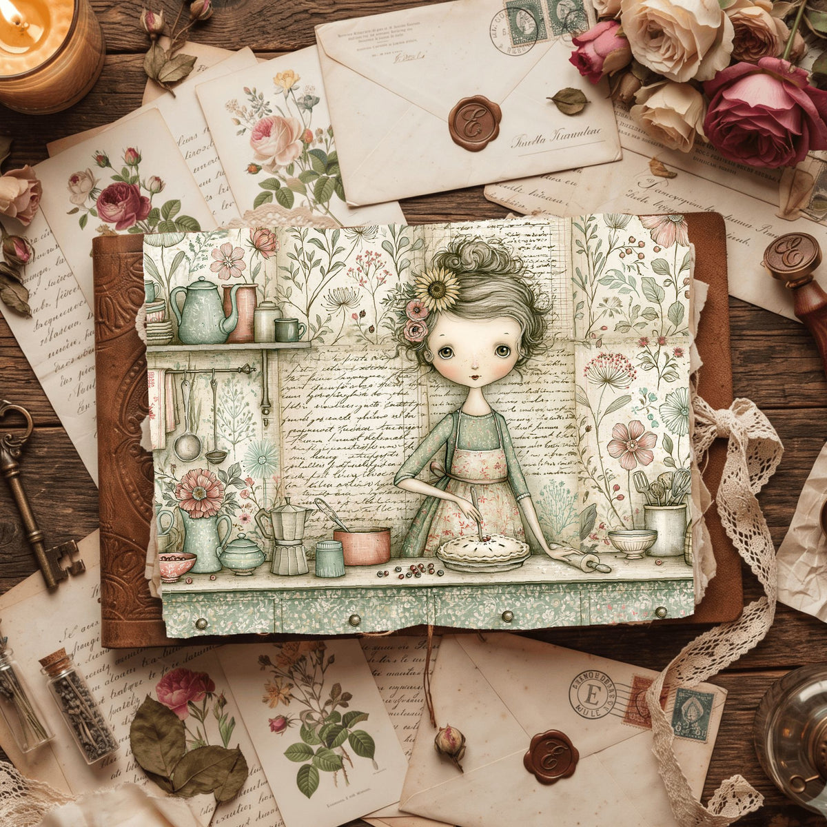 Cozy Berry Pie Kitchen Illustration
