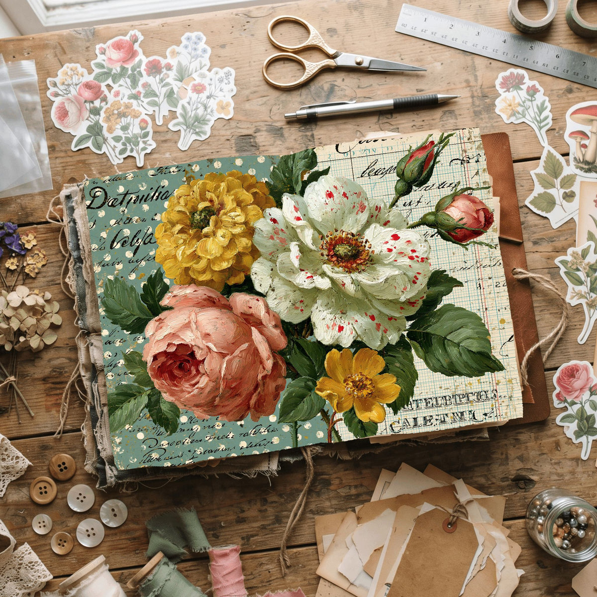 Faded Polka Dot Shabby Chic Journal Paper