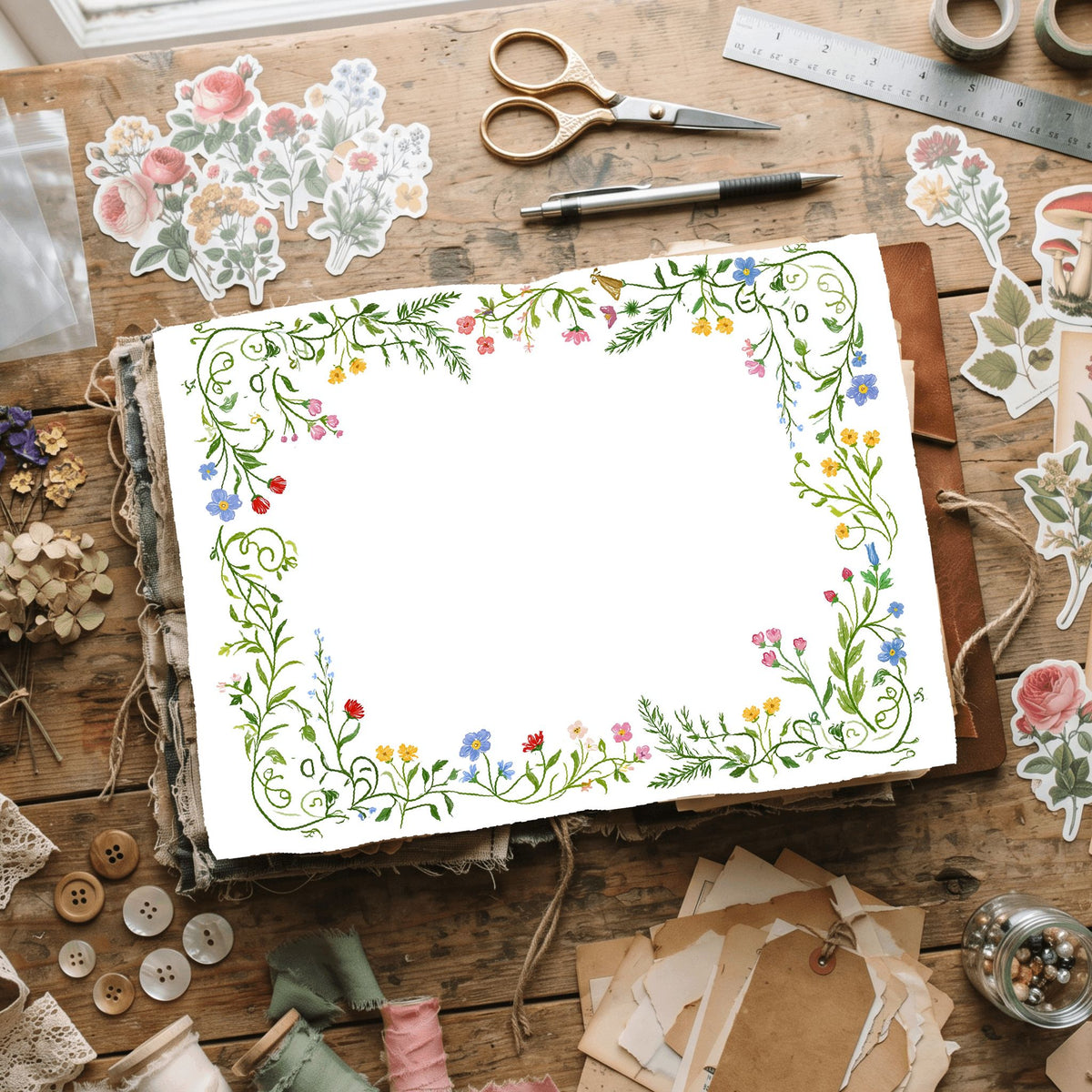 Folk Art Watercolor Floral Pattern