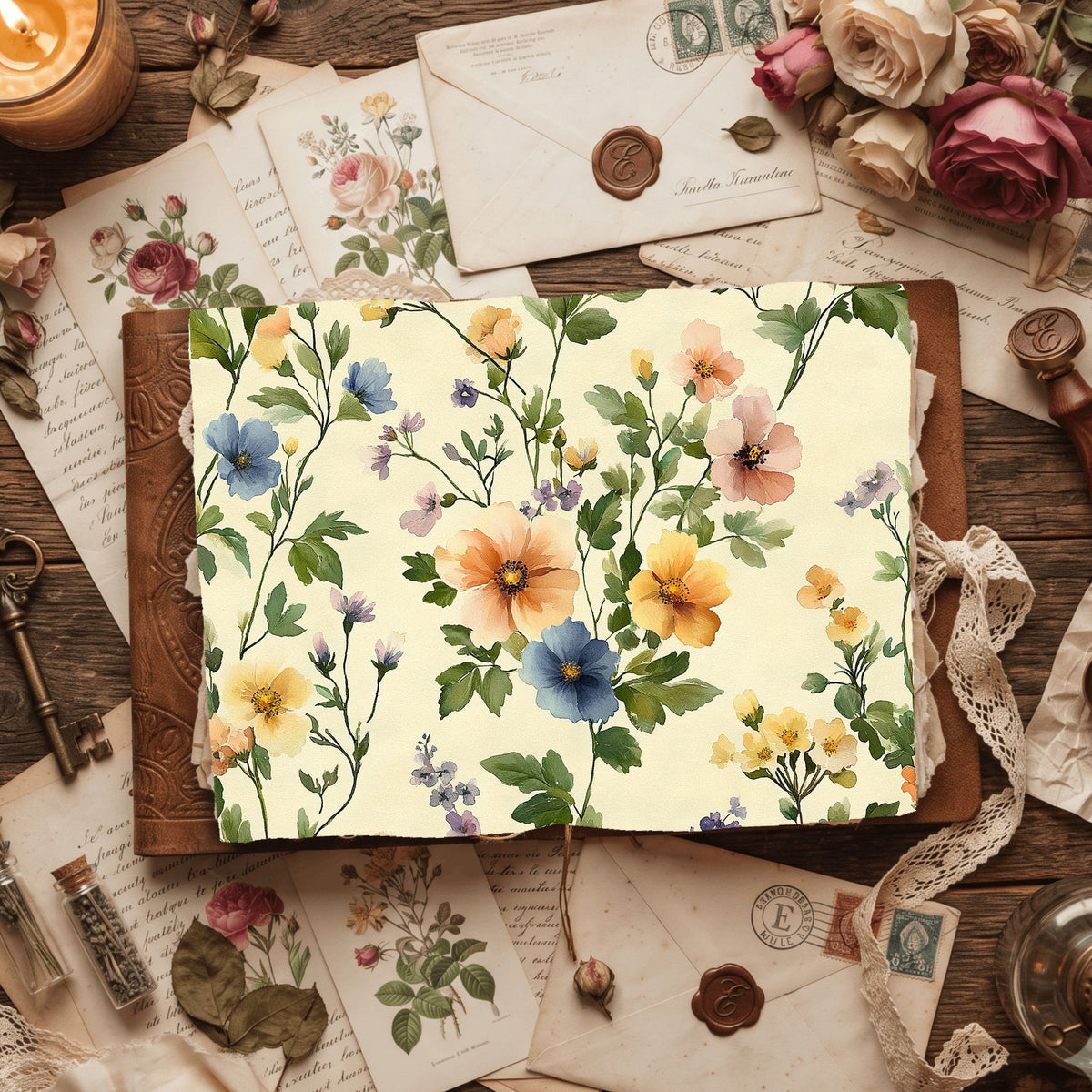 Pastel Botanical Bloom Paper