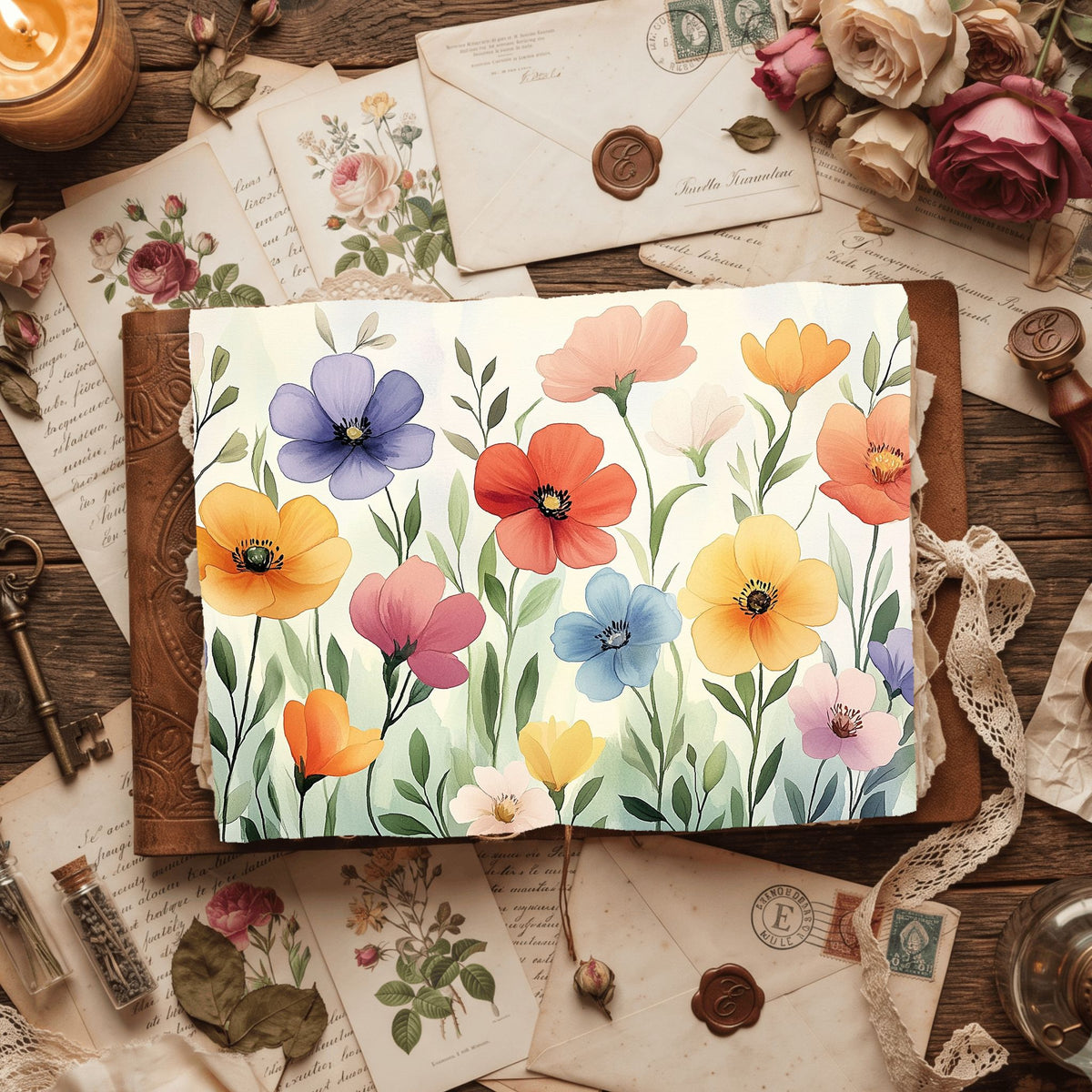Pastel Botanical Floral Bloom Paper