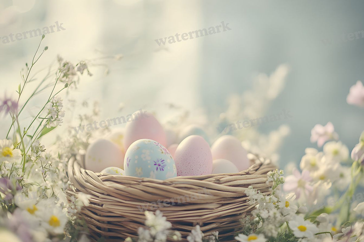 Pastel Easter Basket Backdrop Images