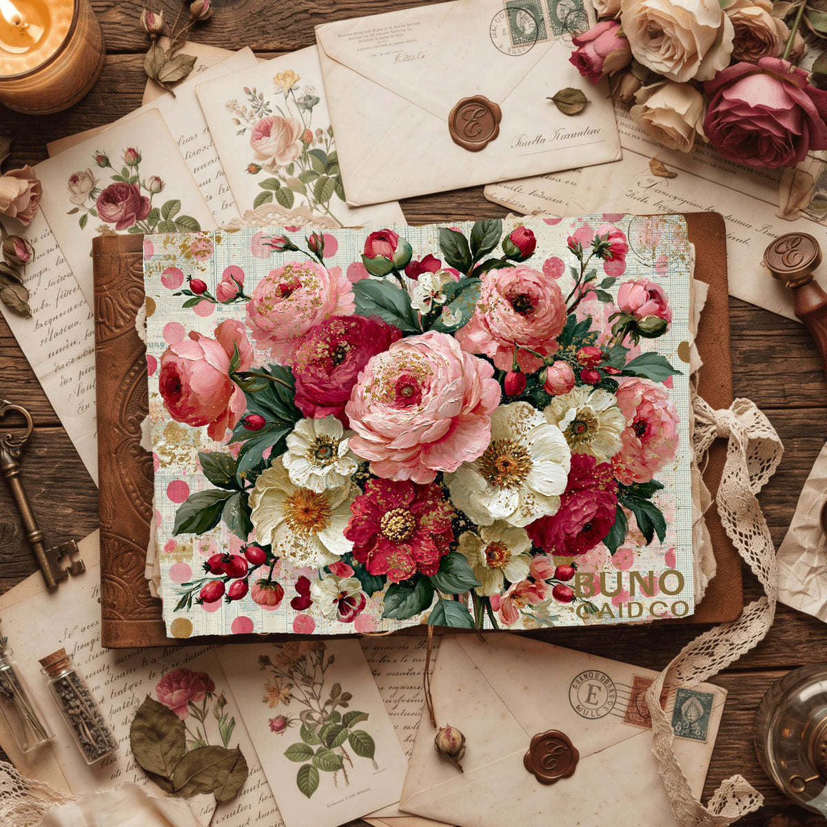 Pink & Gold Shabby Chic Journal Paper