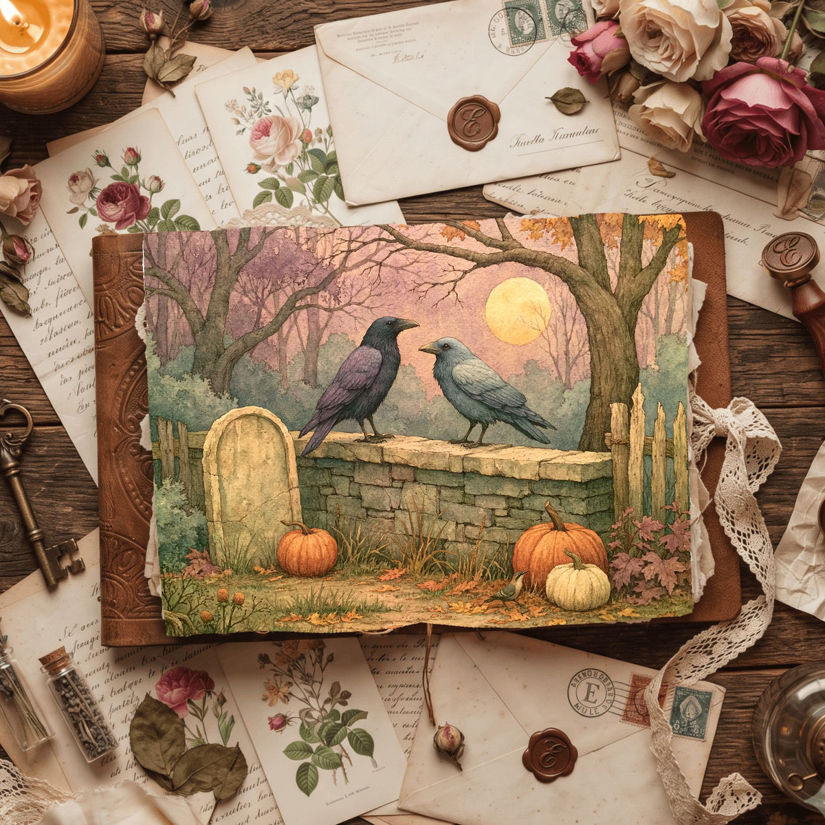 Purple Halloween Watercolor Art