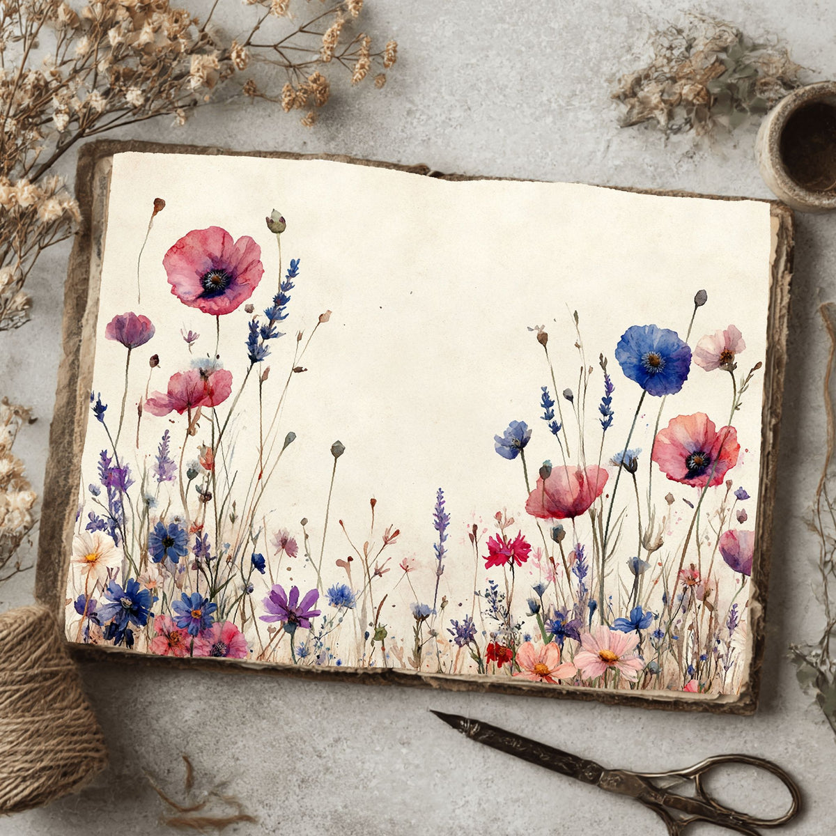 Purple Wildflower Corner Stationery