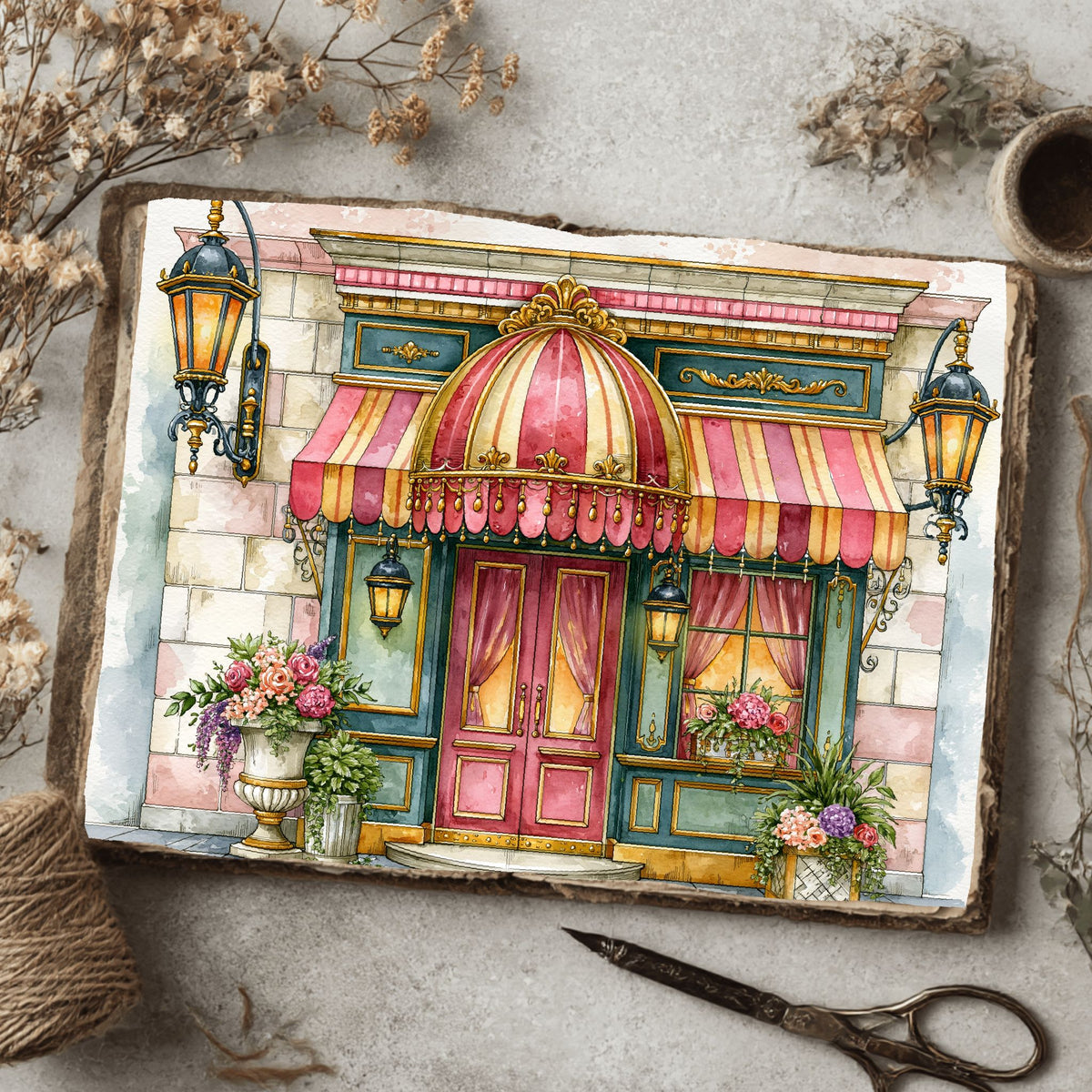 Romantic Parisian Cafe�� Watercolor