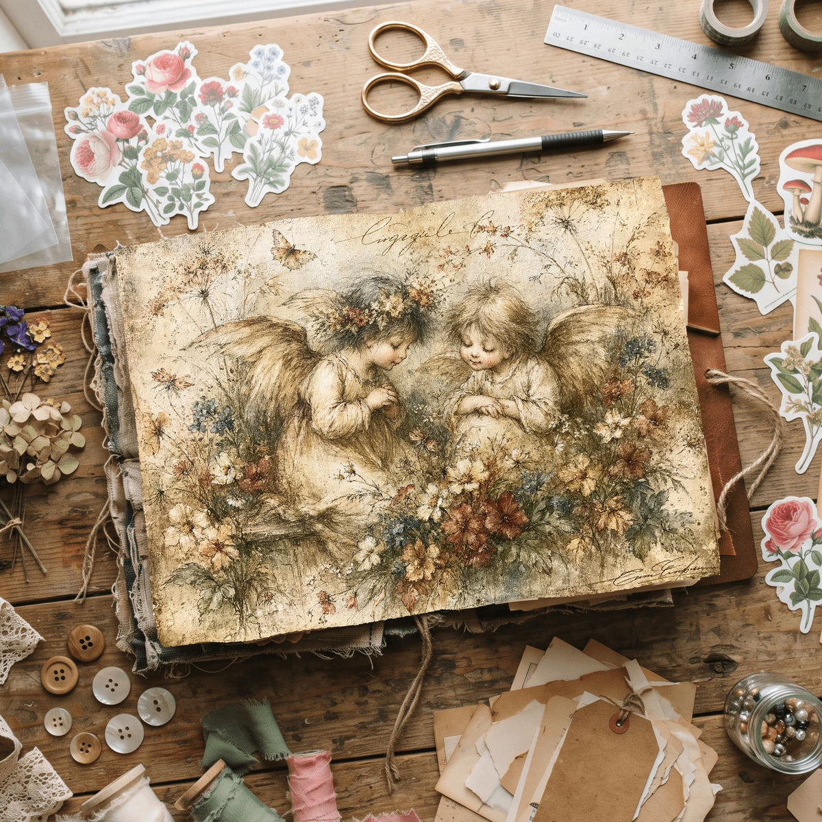 Rustic Angels & Wildflowers Journal Paper