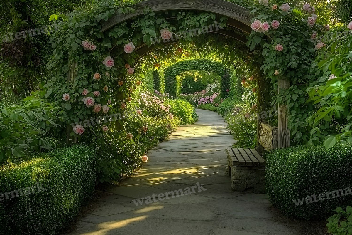 Secret Garden Arbour digital photo backdrop for photo editing, preview 13