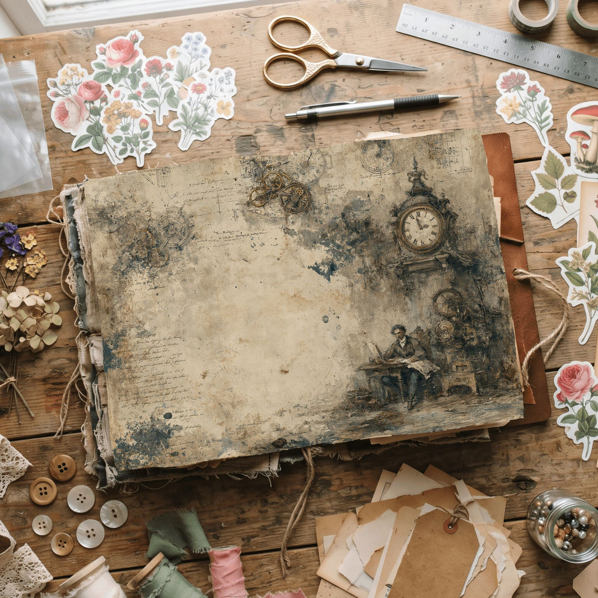 Steampunk Victorian Journal Paper