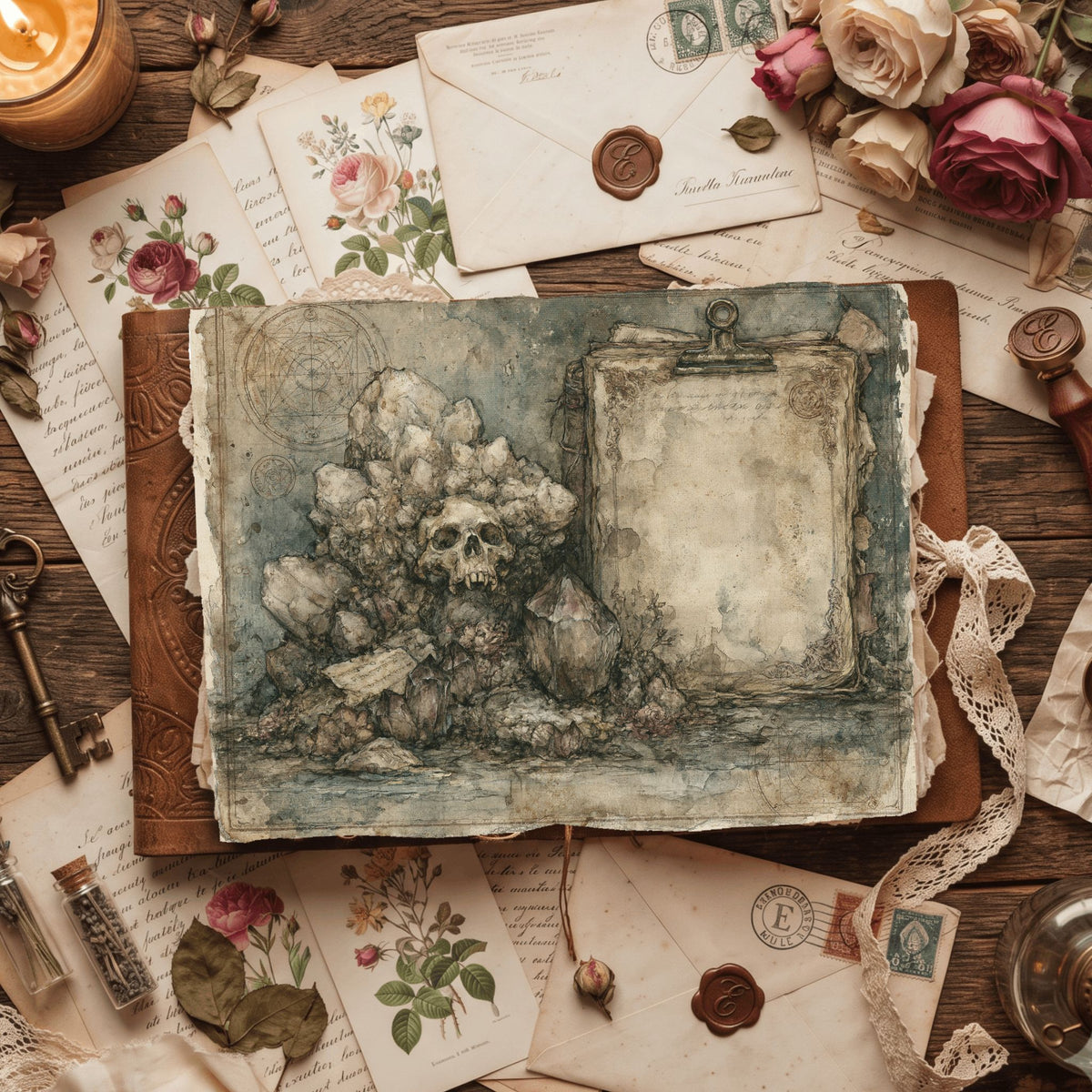 Vintage Crystal Witch Journal Paper