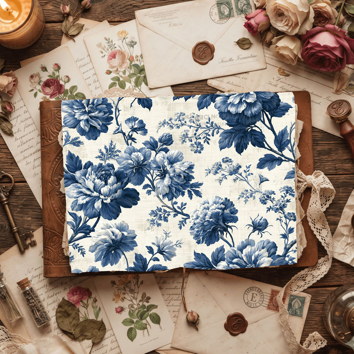 Vintage French Toile Floral Pattern