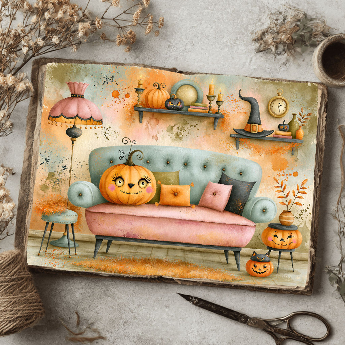Vintage Halloween Ink & Gouache Art