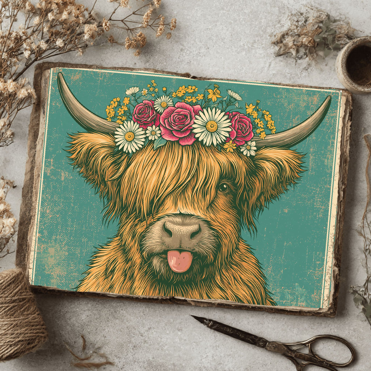 Vintage Highland Cow Tin Sign