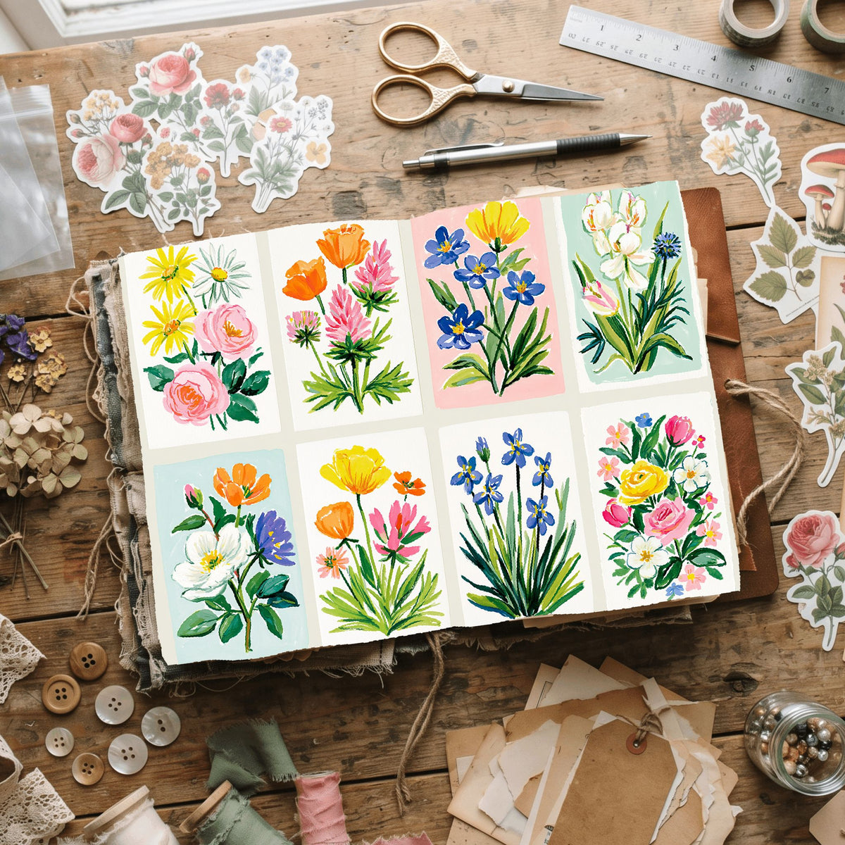 Watercolor Wildflower Botanical Illustration Set
