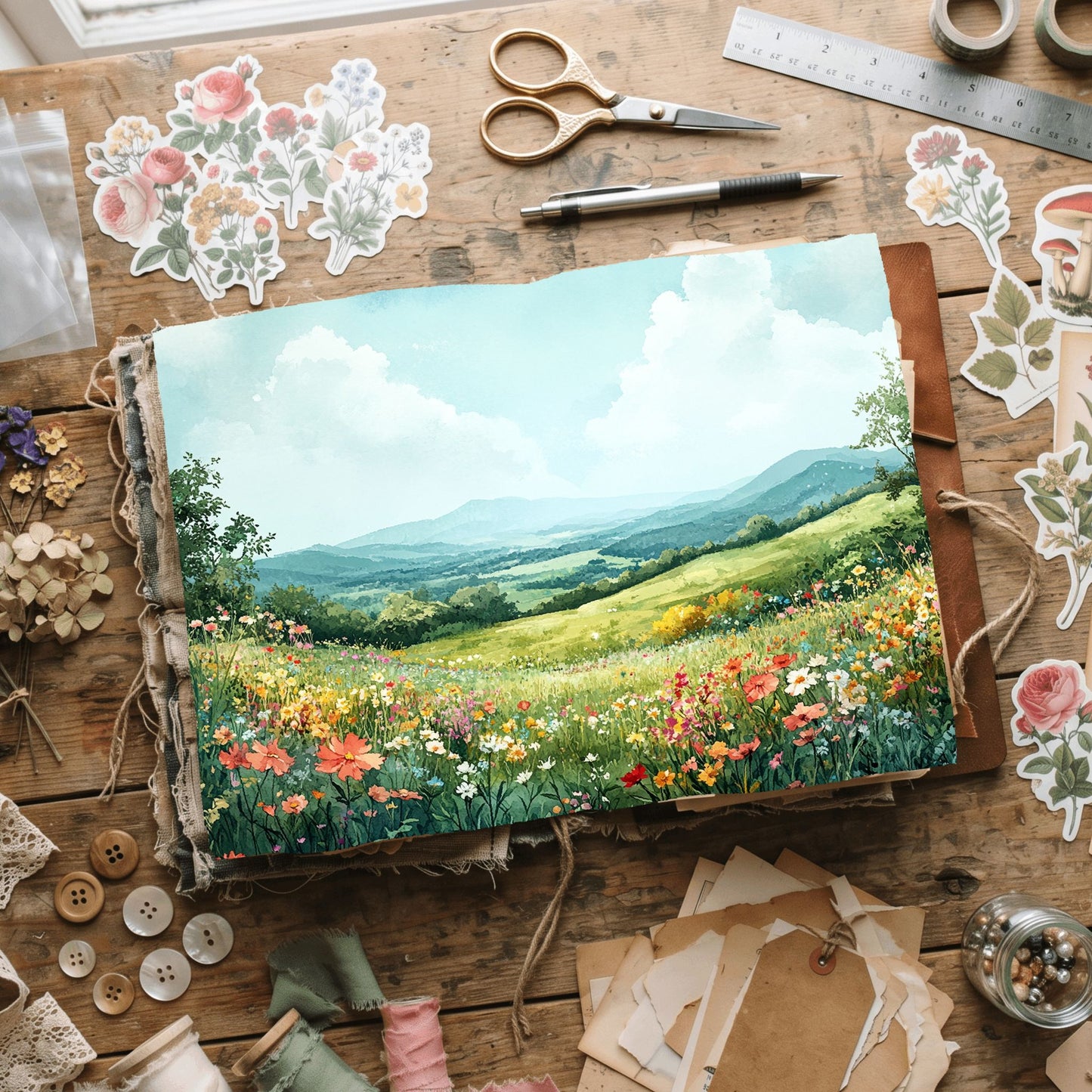 Wildflower Hillside Writing Paper