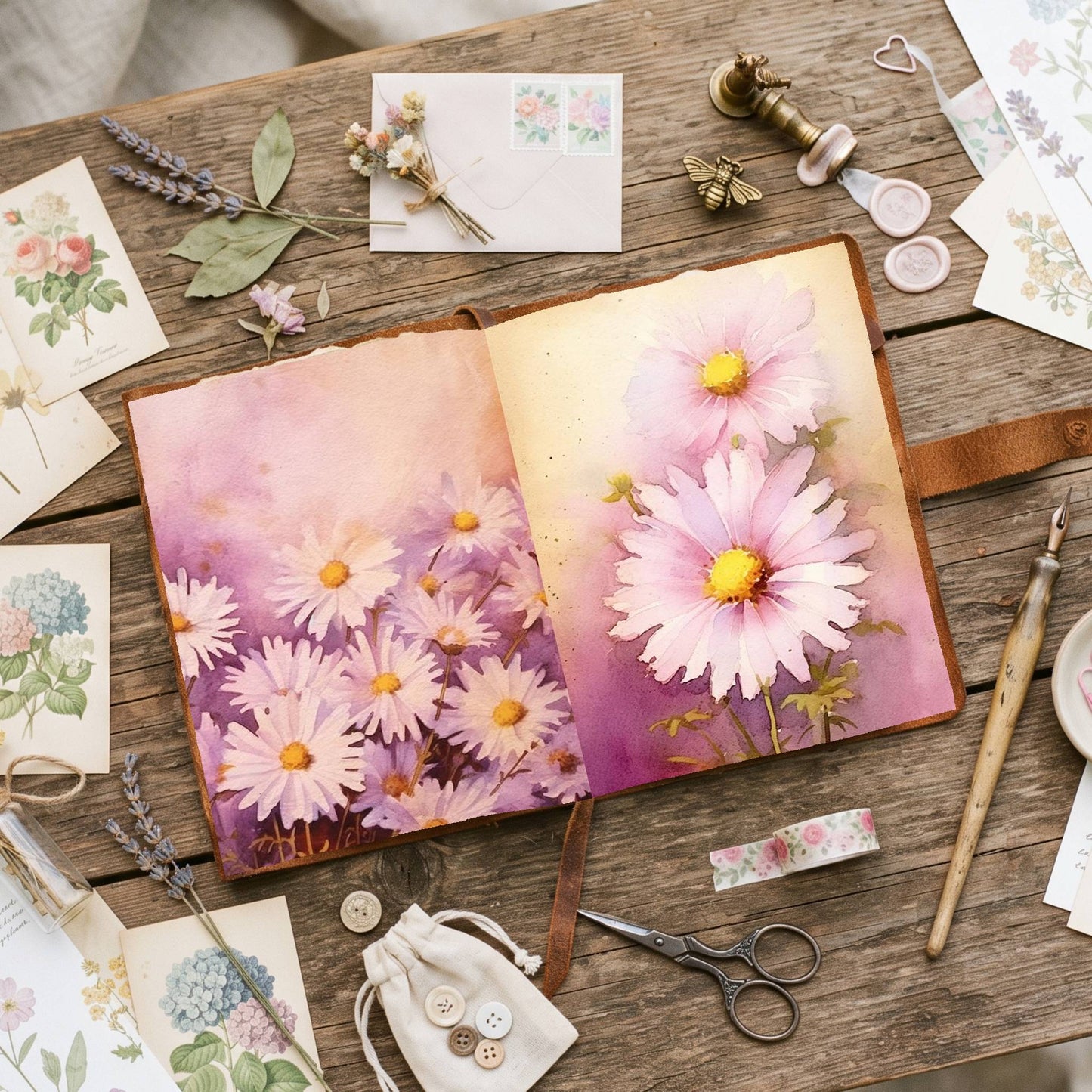Daisy Fuchsia Hues Double Pages