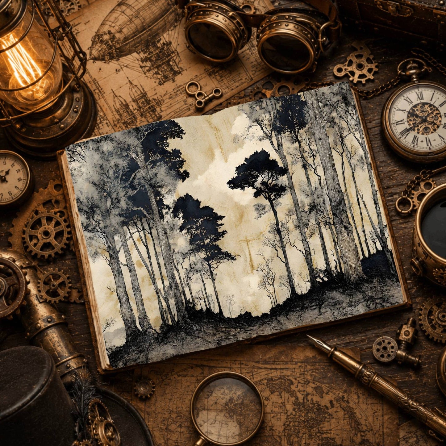 Ancient Forest Tall Trees Digital Papers