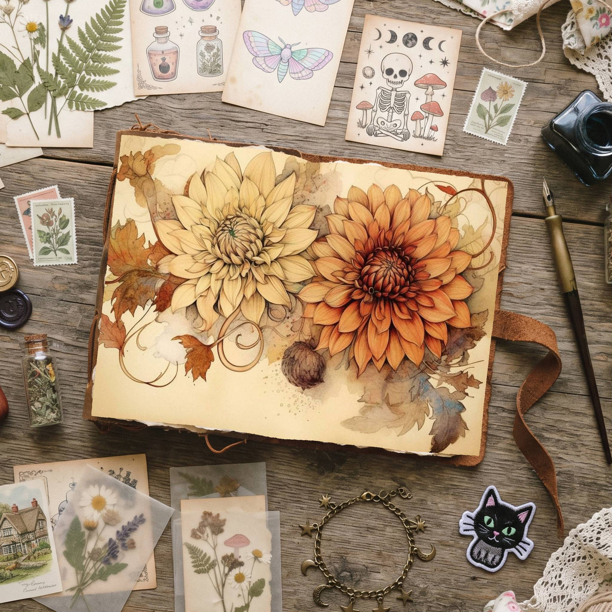 Autumn Dahlias Digital Papers