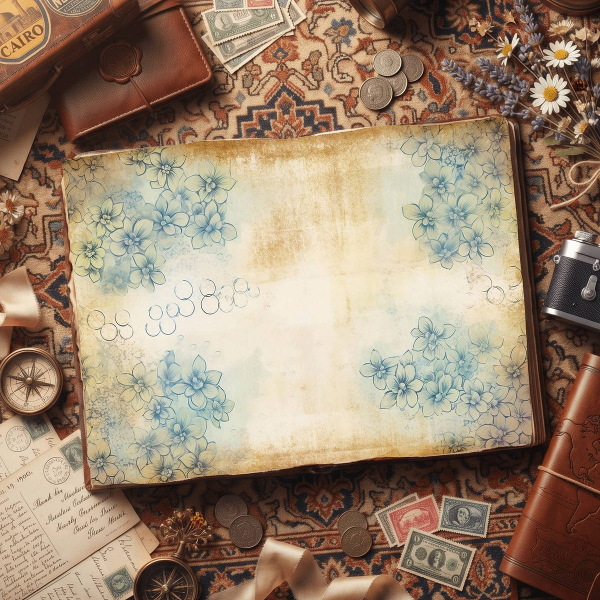 Blue Hydrangea Digital Papers
