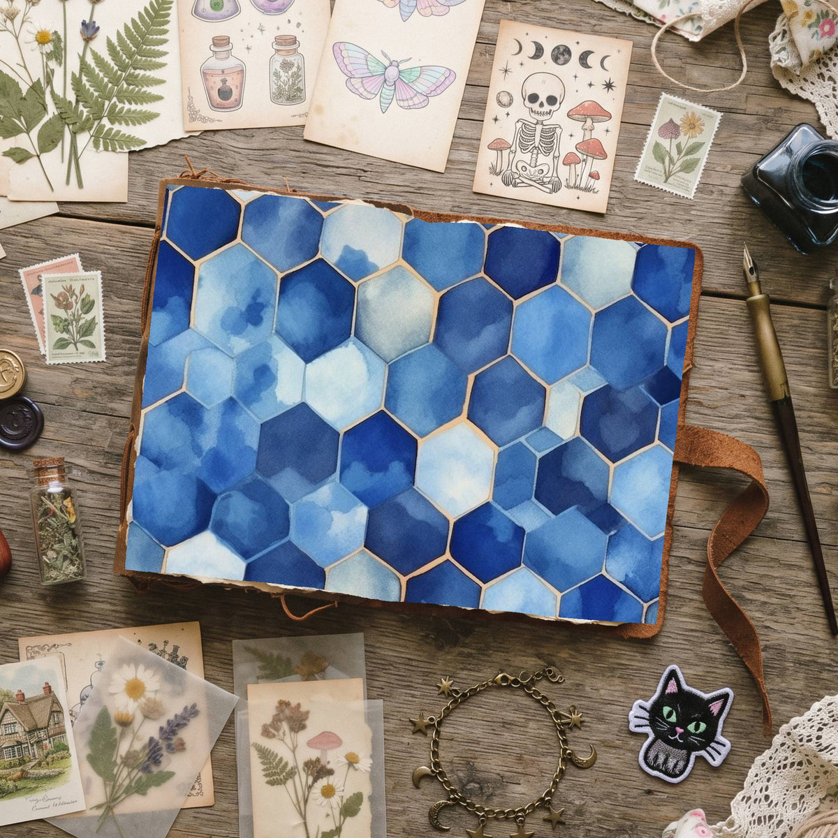 Blue Mixed Patterns Digital Papers