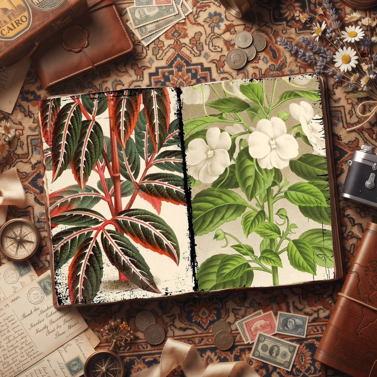 Botanical printable junk journal paper, page preview 14