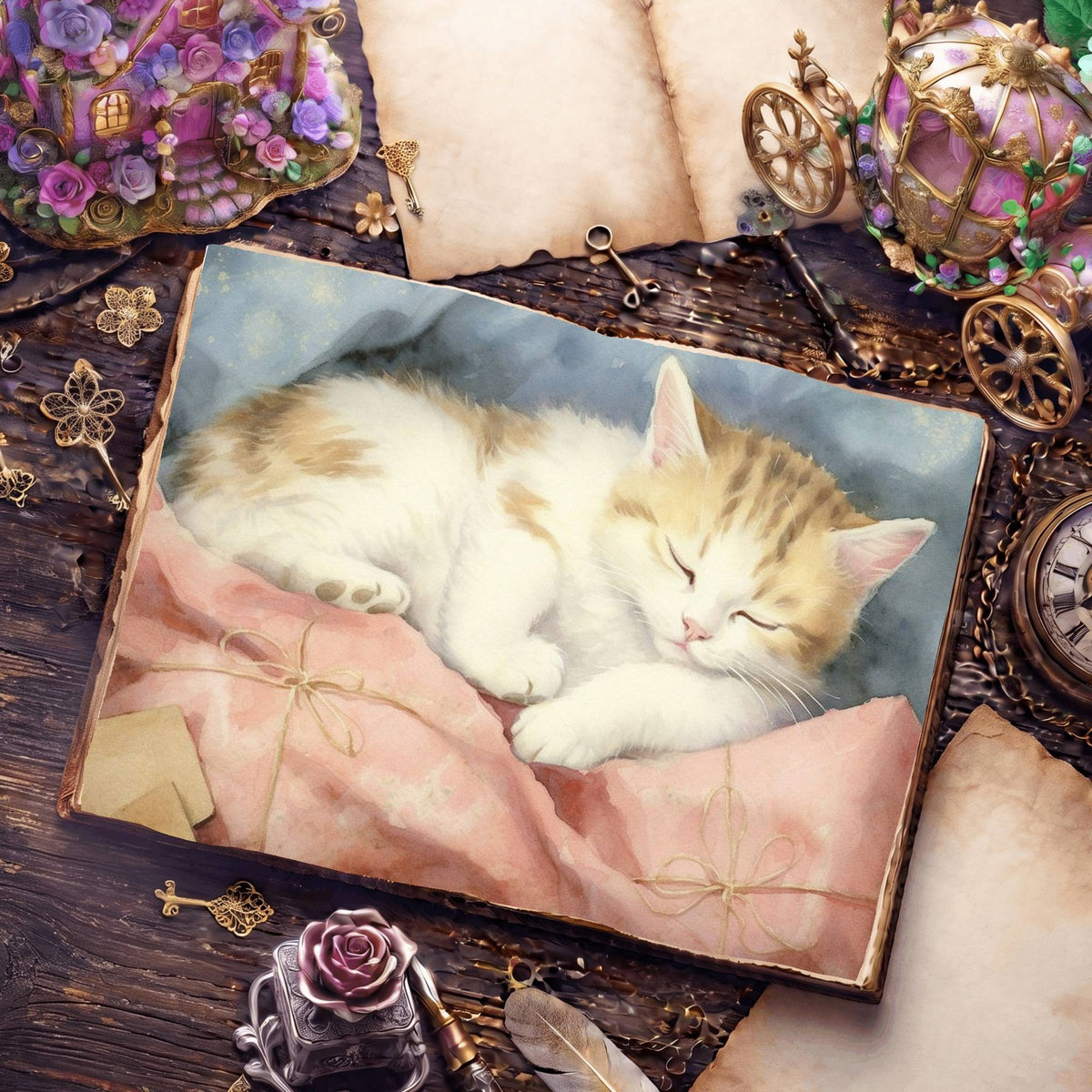 Christmas Cosy Cat Digital Papers