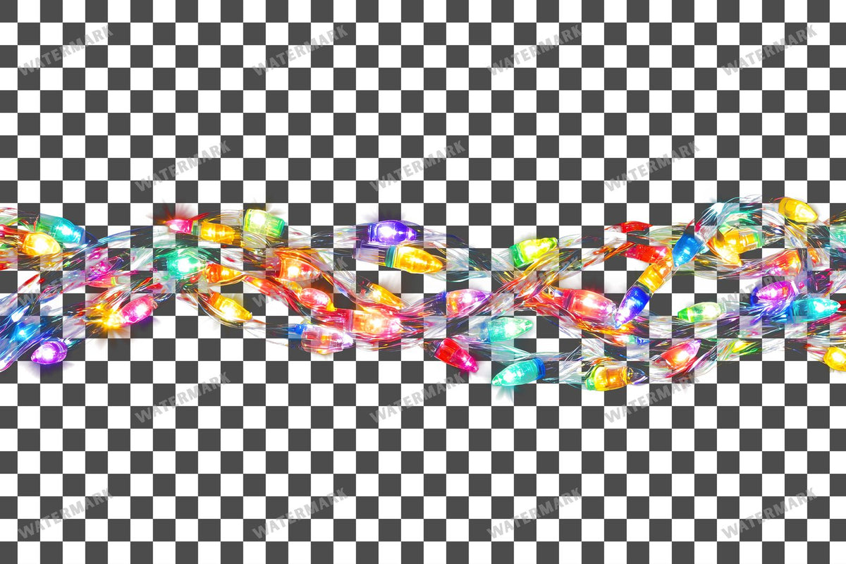 Christmas Lights PNG overlay on a transparent checkered background, preview 14