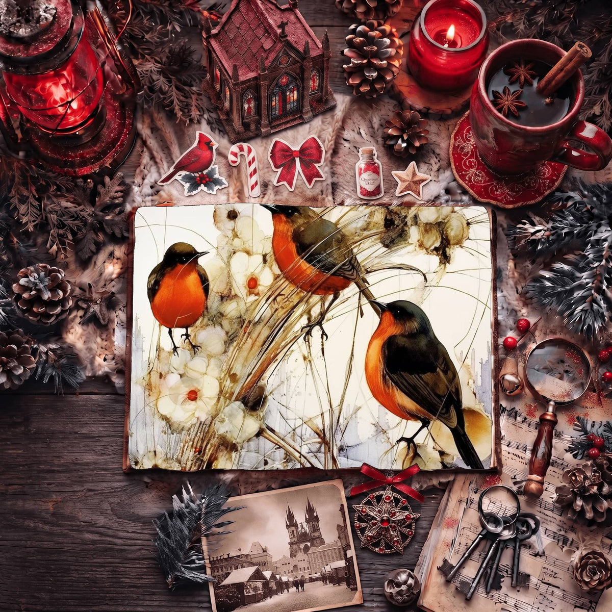 Christmas Robins Digital Papers