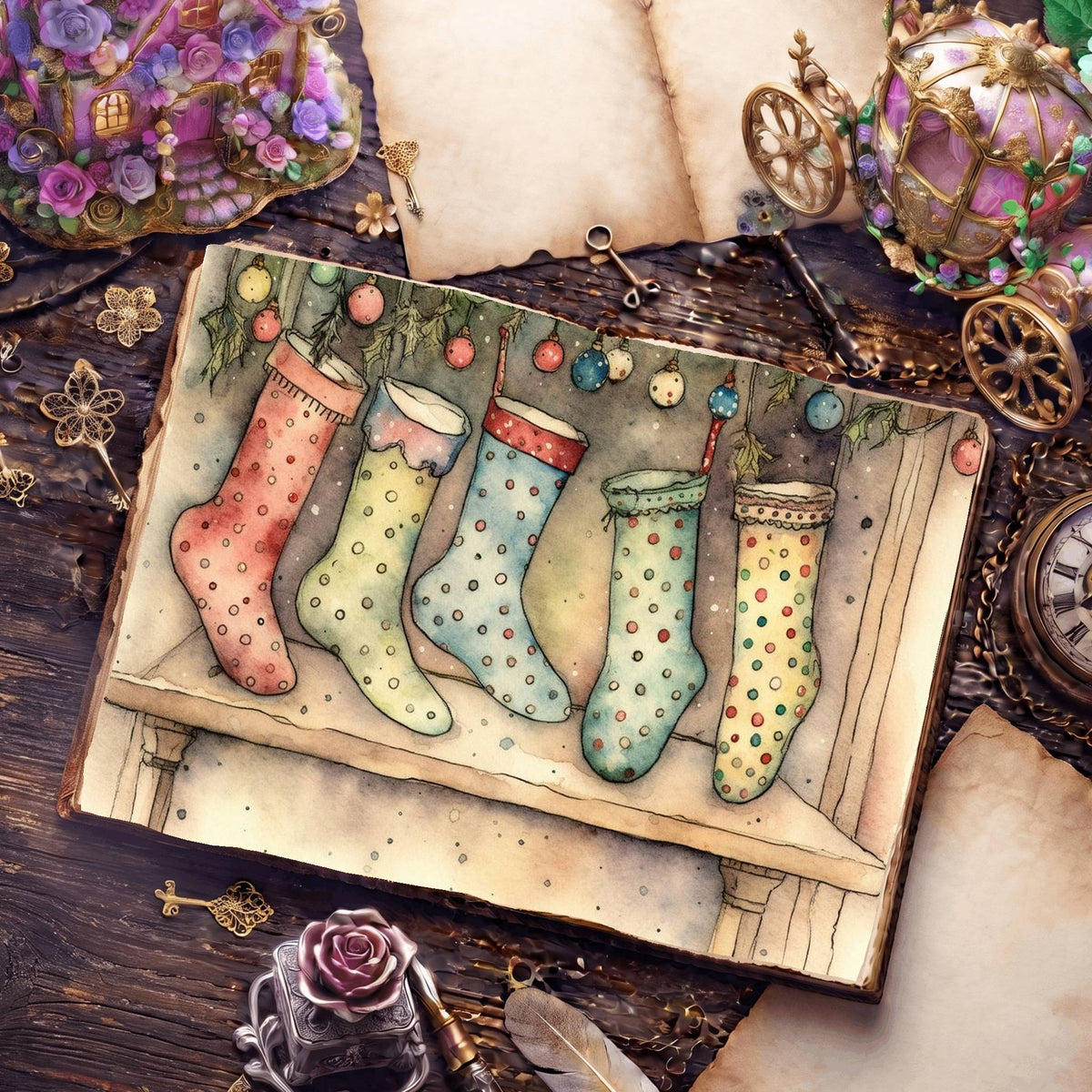 Christmas Stockings Digital Papers