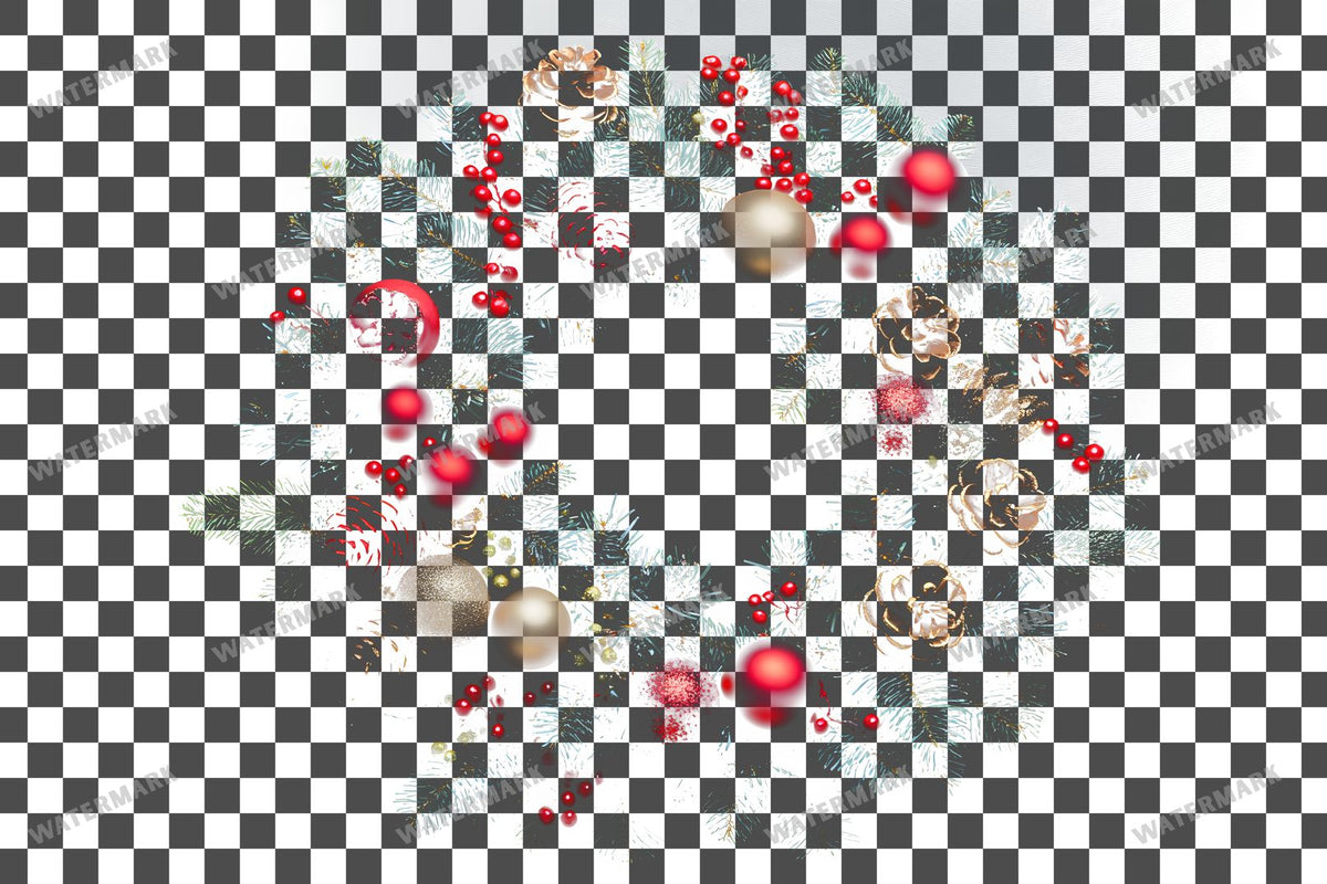 Christmas Wreath PNG overlay on a transparent checkered background, preview 14