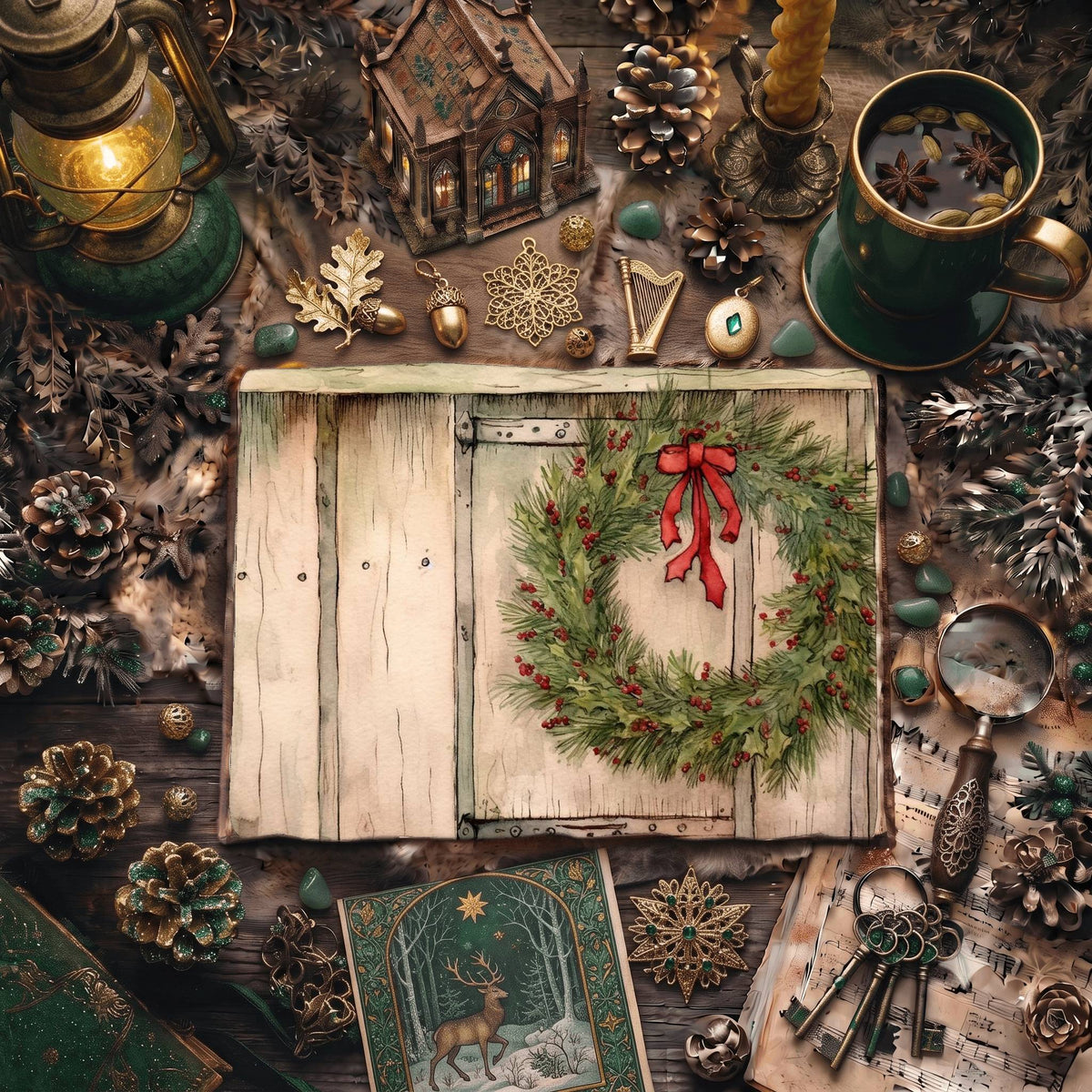 Christmas Wreaths Digital Papers