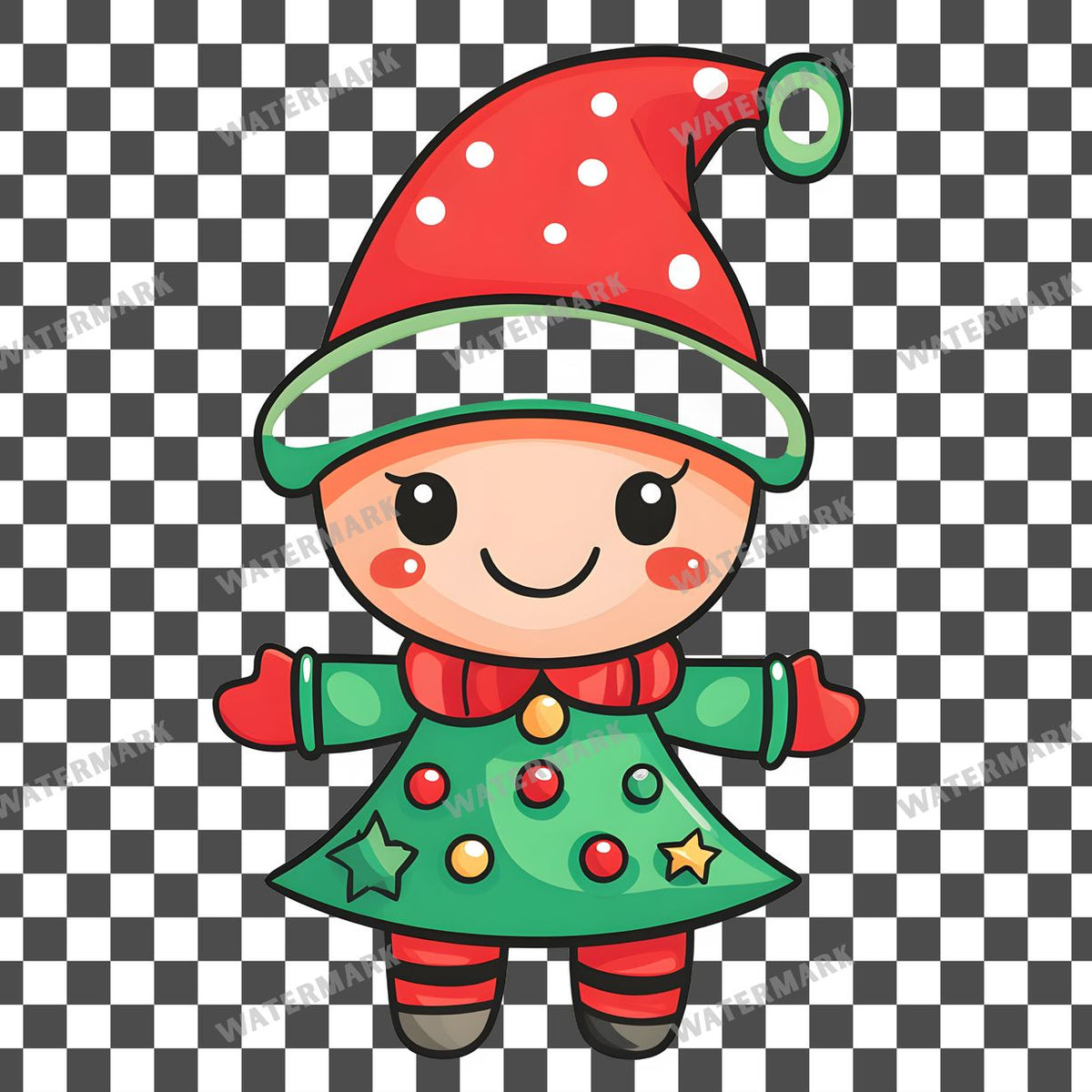 Christmas Kawaii Style Clipart Pngs