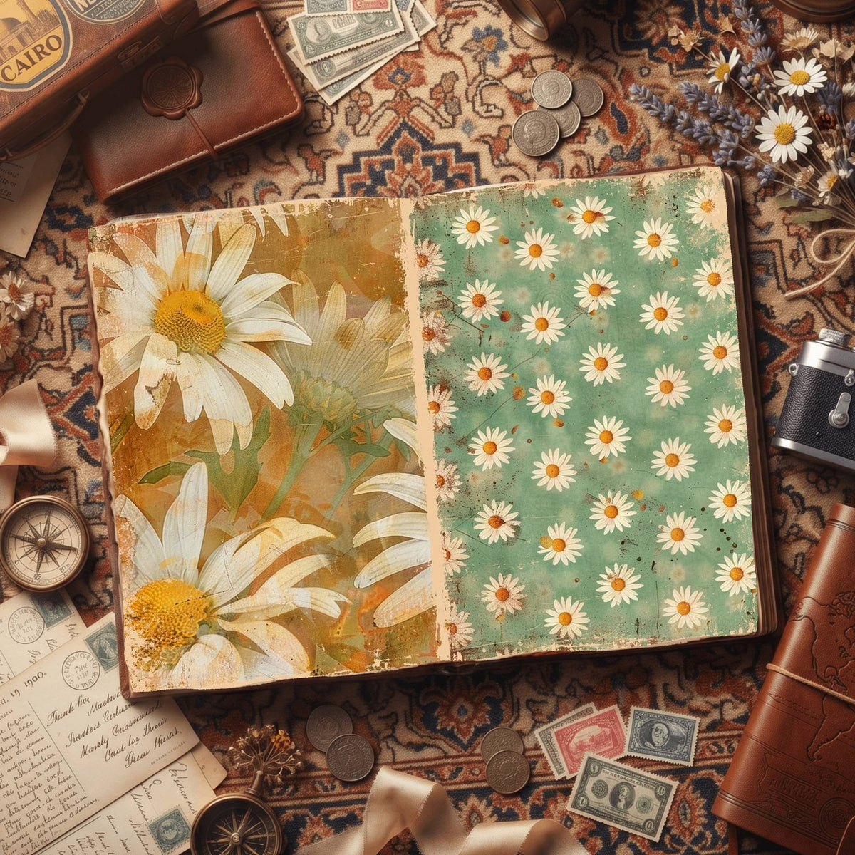 Daisy Flowers Digital Papers