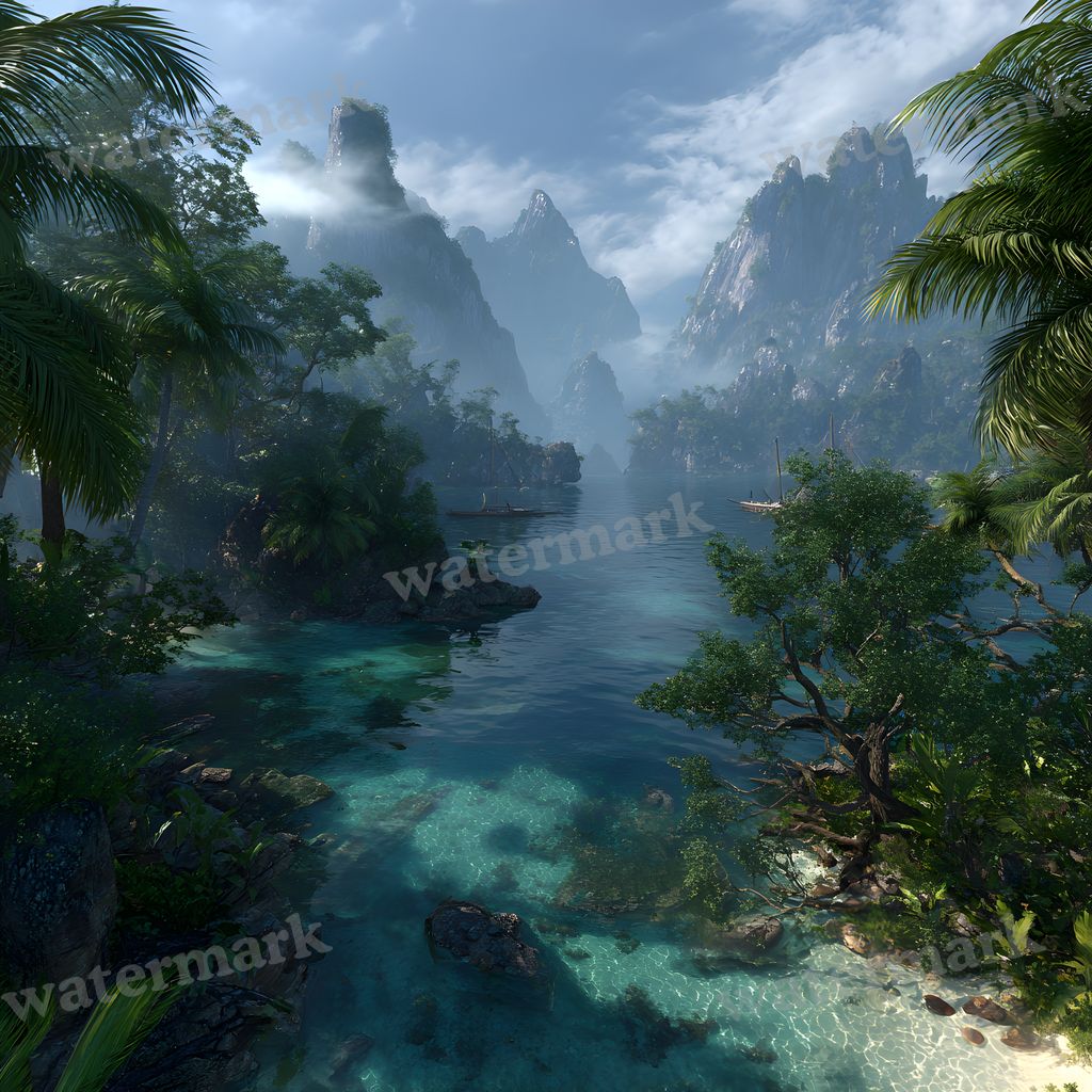 Detailed Tropical Landscape Backdrop Images