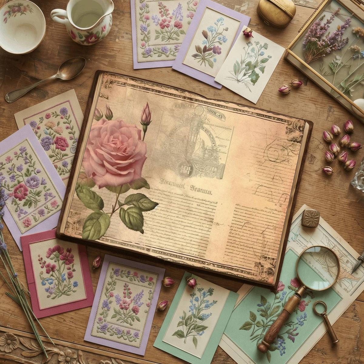 Faded Pink Roses Digital Papers