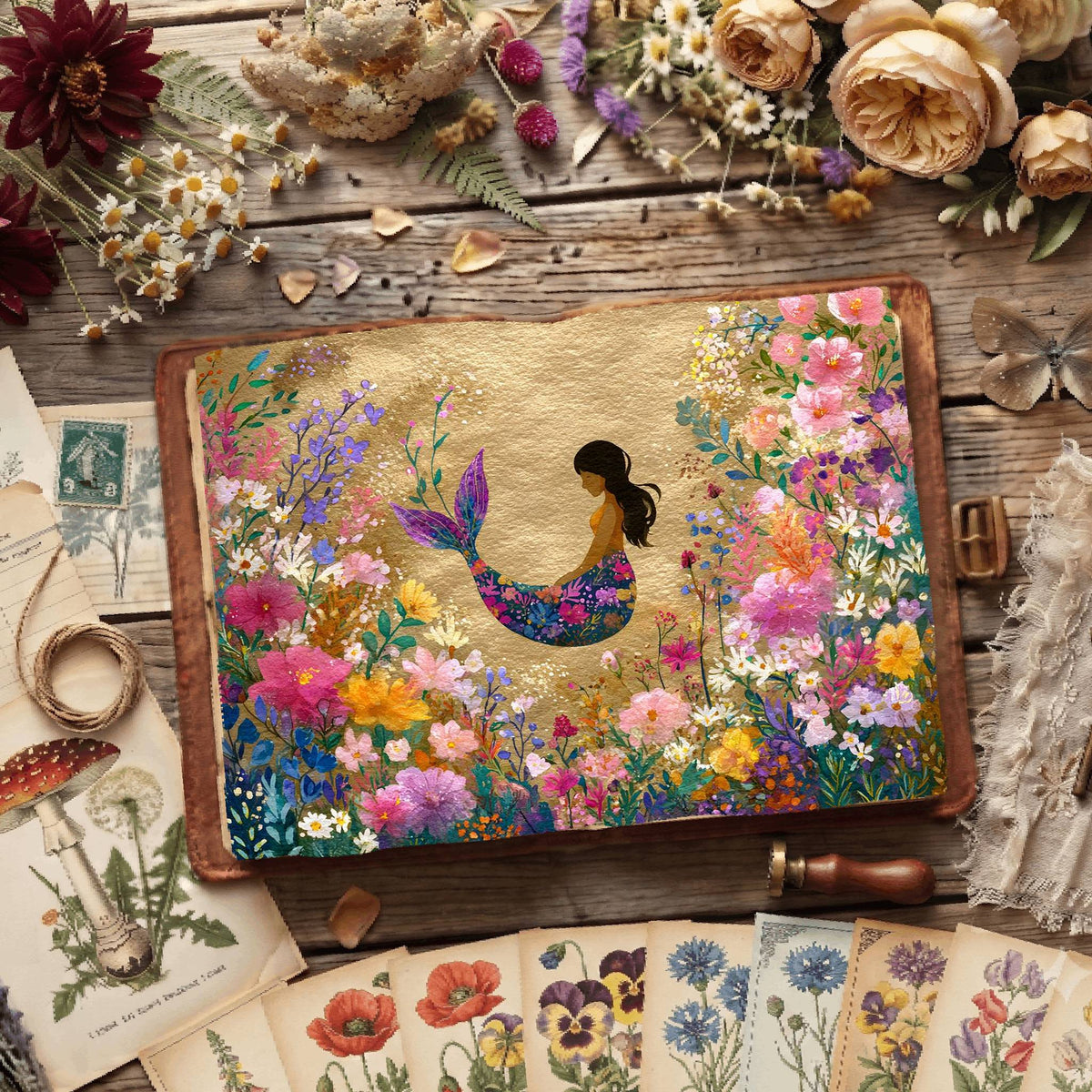 Floral Mermaid Underwater Digital Papers