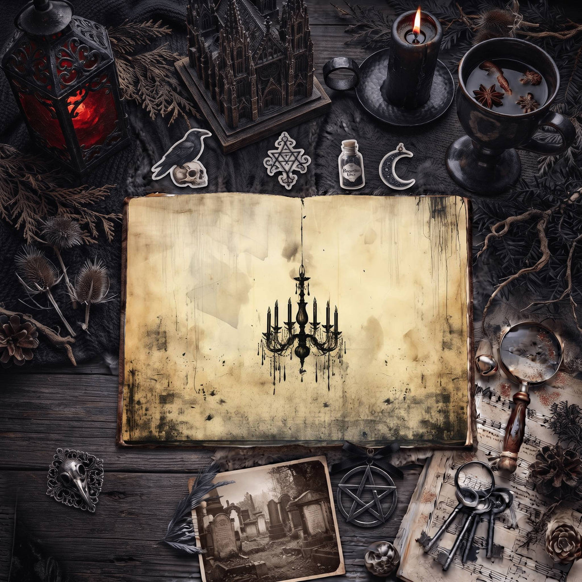 Gothic Chandeliers Digital Papers