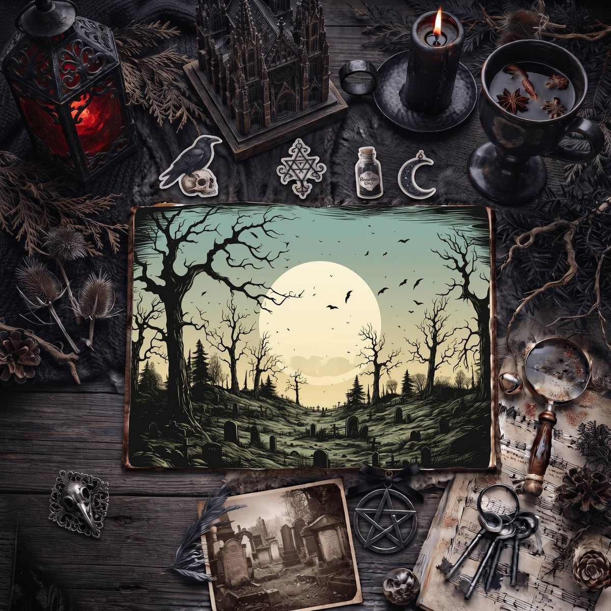 Gothic Moon Digital Papers
