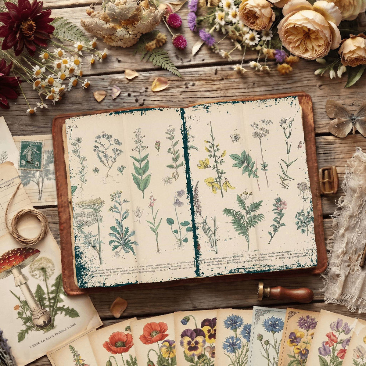 Herbal printable junk journal paper, page preview 14