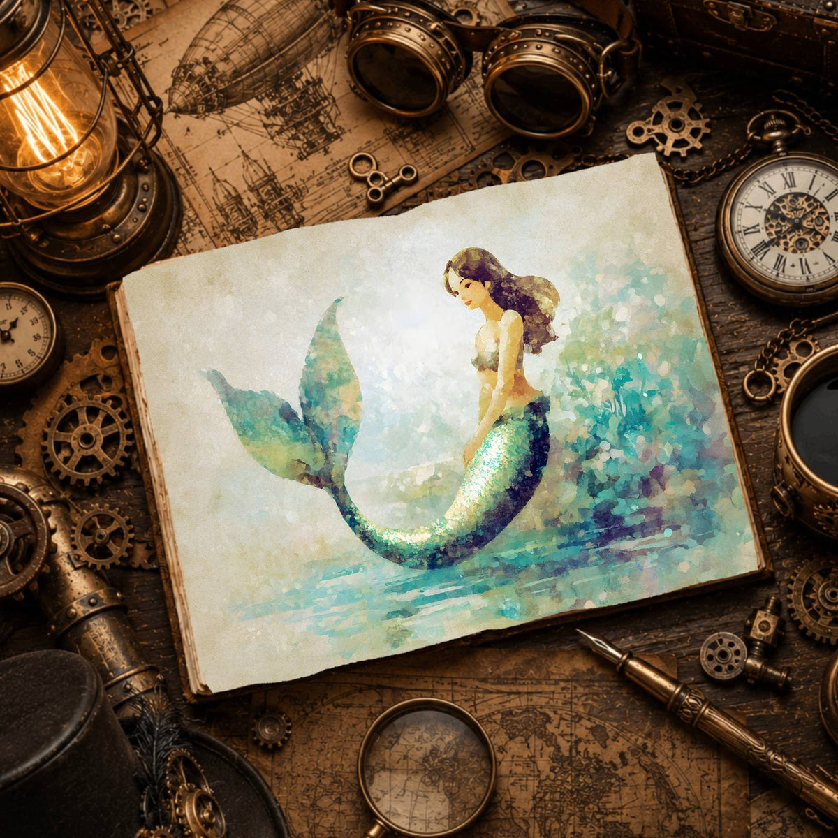 Lagoon Mermaid Shimmering Tail Digital Papers