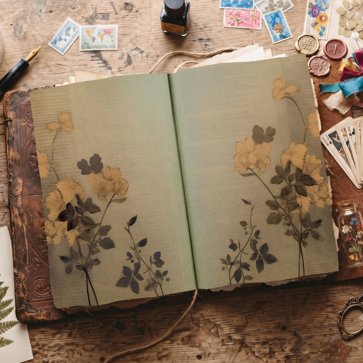 Lined Flower Digital Papers