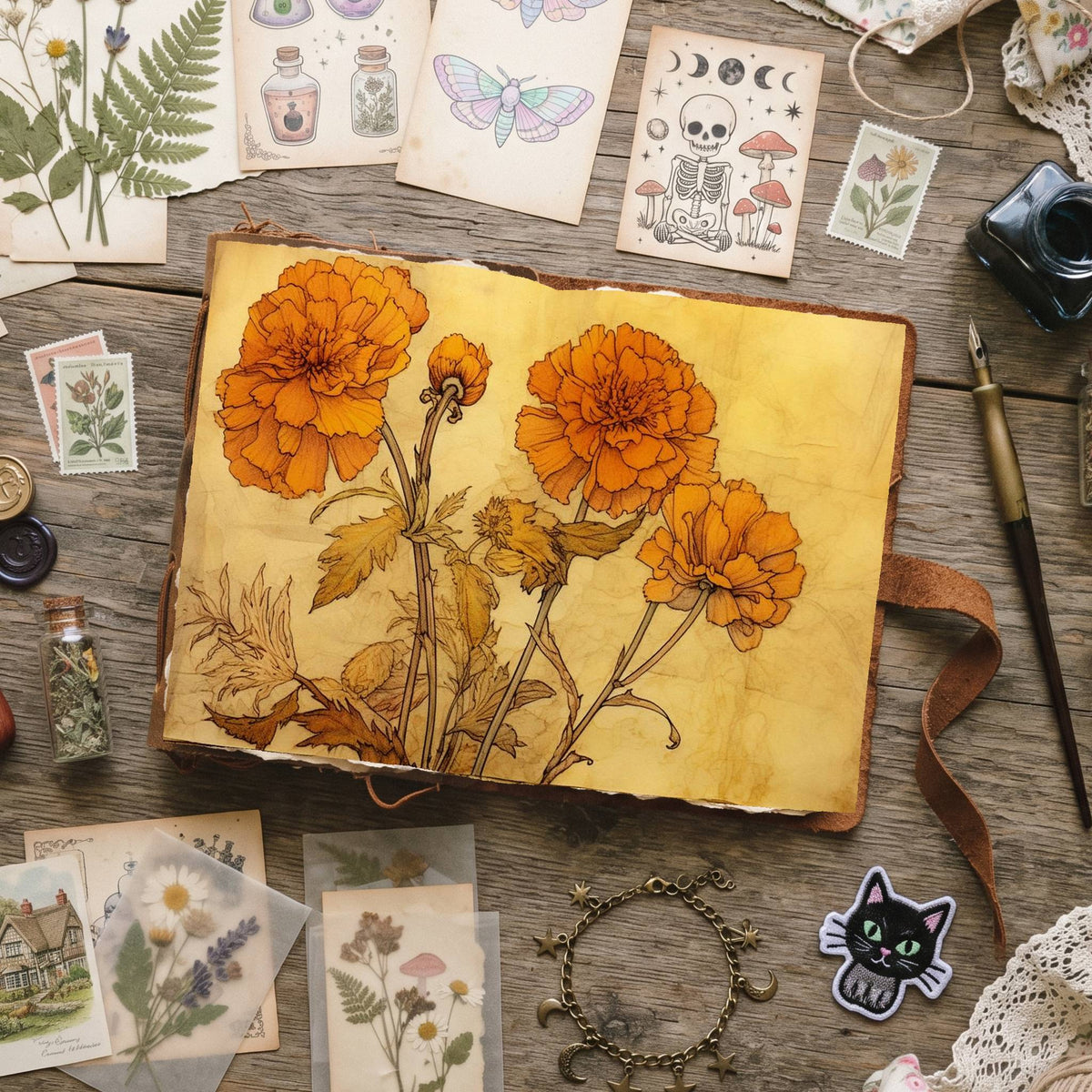 Marigold Flowers Digital Papers