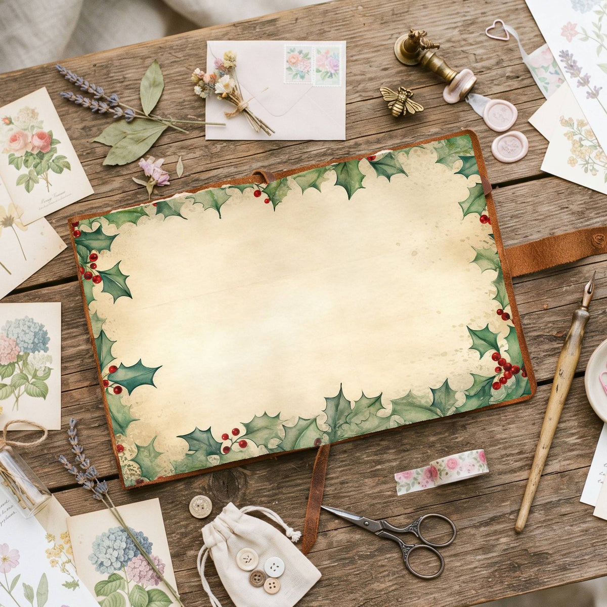 Misletoe Frame Digital Papers