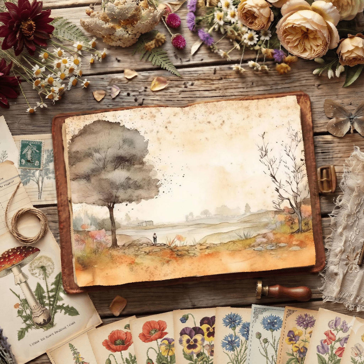 Misty Riverscape Digital Papers