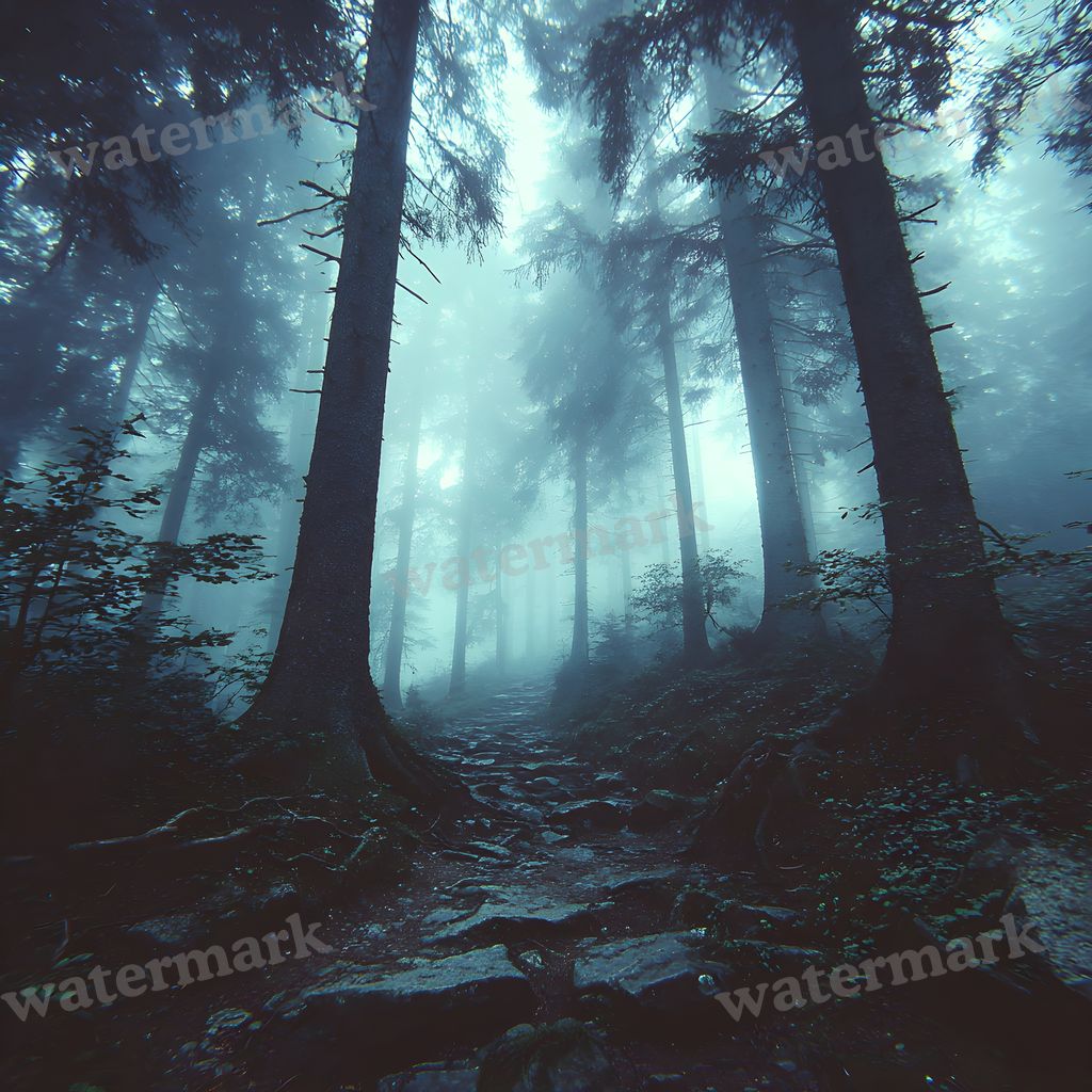 Misty Forest digital photo backdrop for photo editing, preview 13