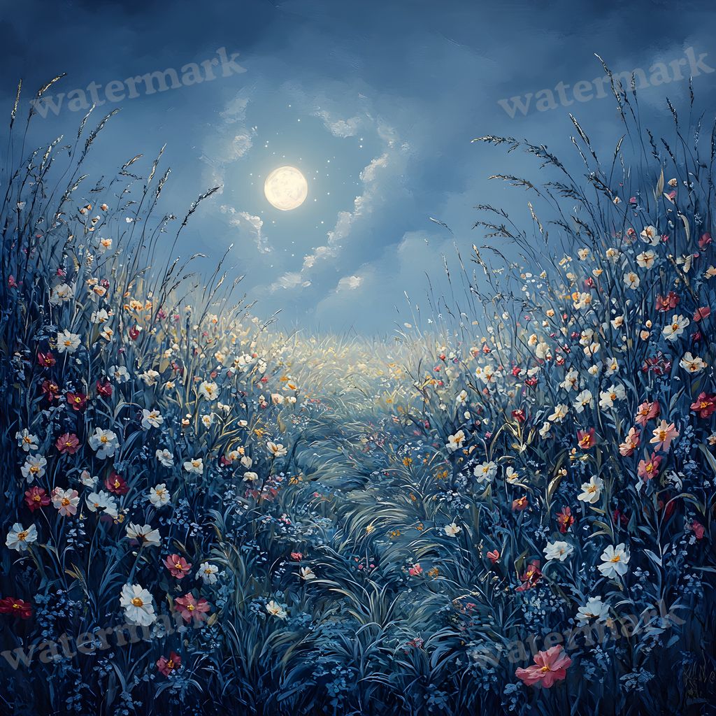 Moonlit Field Backdrop Images
