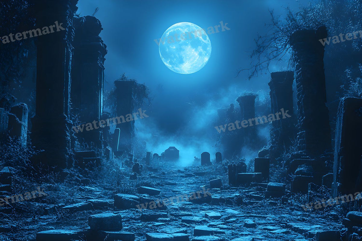 Moonlit Graveyard Backdrop Images